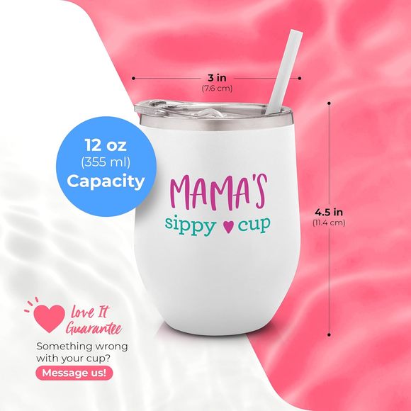SassyCups Mommy's Sippy Cup | Stainless Steel Stemless Wine Tumbler with Stra... - Picture 6 of 16